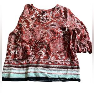 Ann Taylor Rust-Res Ruffled Blouse with Peter Pan Collar